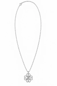 Šperky Nina – Stříbrný náhrdelník Čtyřlístek lásky LOVE se zirkonem (40–45 cm, 1,9 g) 925/1000 - nahr 577