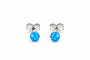 Šperky Nina – Stříbrné náušnice Modrý opál pecky (3 mm, 0,5 g) 925/1000 - ns kam 509