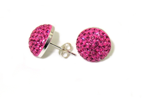 Stříbrné náušnice Swarovski komponent 925/1000 ( tmavě růžové 8)