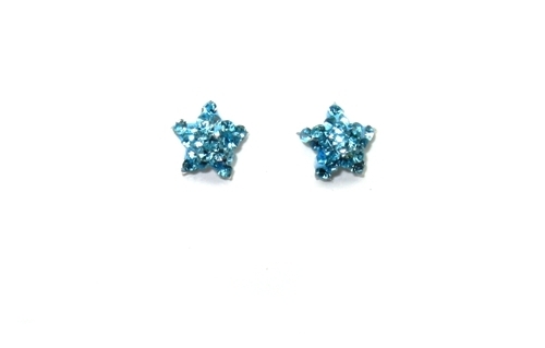 Stříbrné naušnice Swarovski komponent 925/1000 kámen ( hvězdička tyrkys 0999)