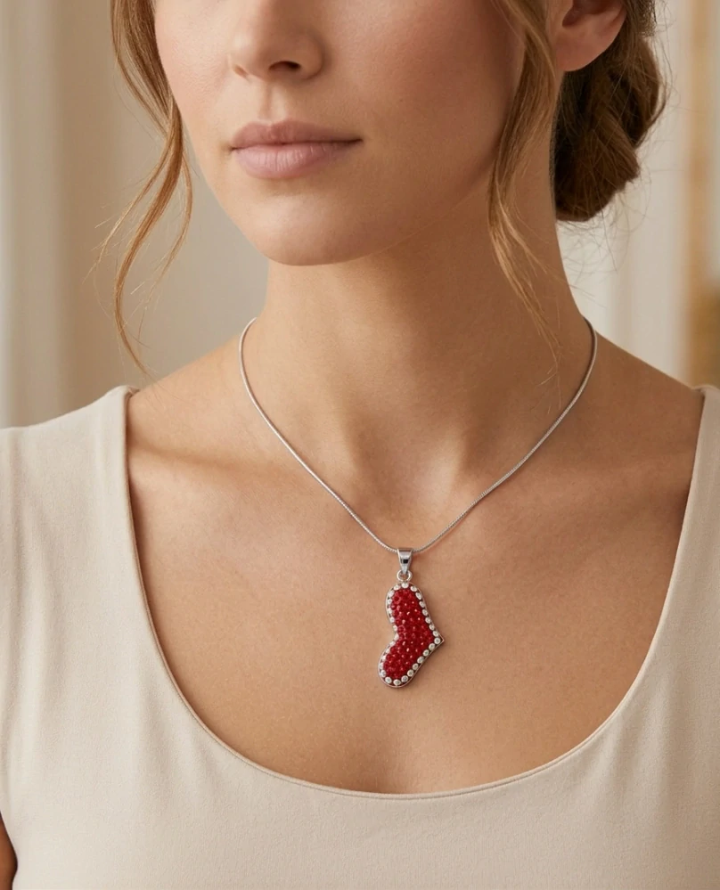 Šperky Nina - Stříbrný náhrdelník Asymetrické srdce s krystaly Swarovski – 925/1000 - ret s priv H 004