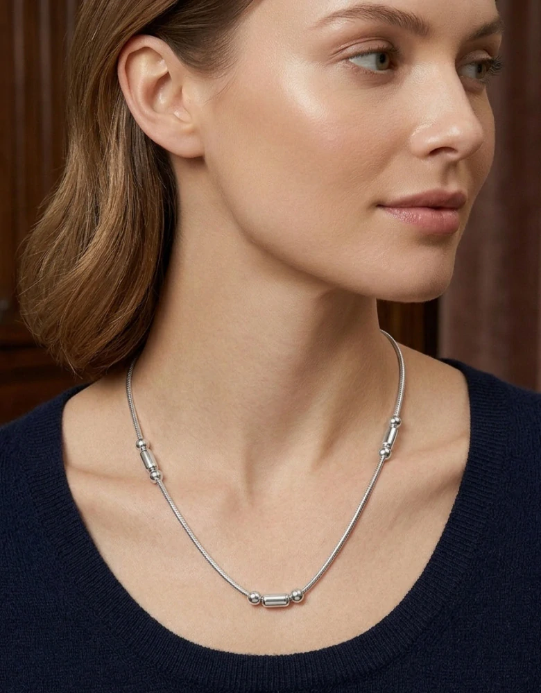 Šperky Nina - Stříbrný náhrdelník Italian Style 925/1000 – s kuličkami a válečky - ret ag H 038