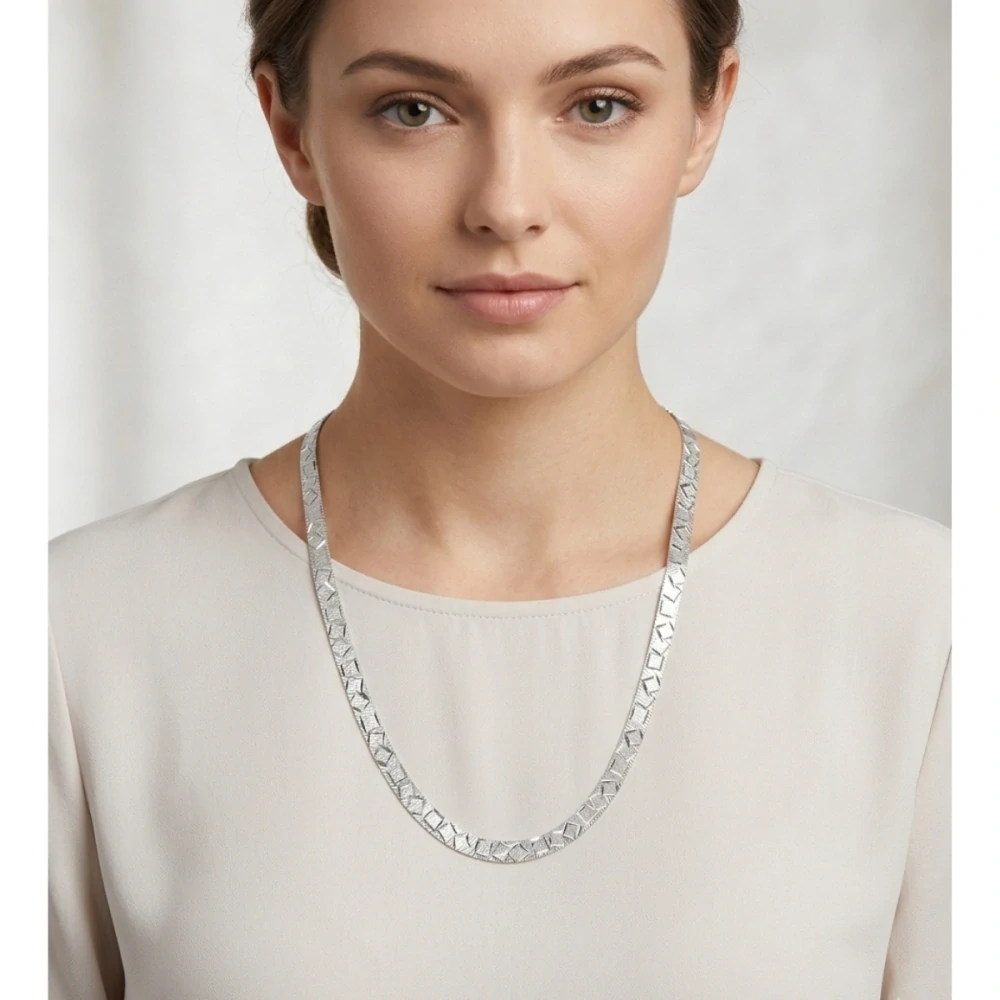 Šperky Nina - Luxusní zdobený náhrdelník „Tekuté stříbro“ 925/1000 – 3,5 mm - ret ag H 098