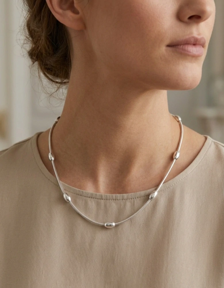 Šperky Nina - Stříbrný náhrdelník 925/1000 – Elegantní řetízek s válečky (40 cm) - nahr ag H 030
