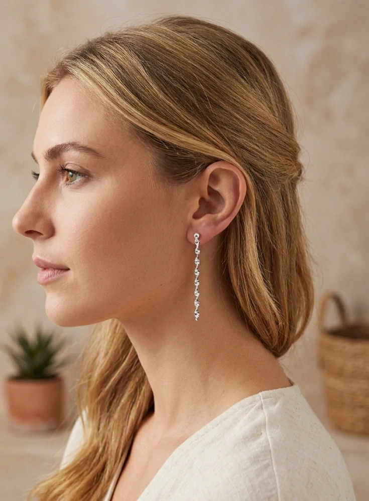 Šperky Nina - Stříbrné náušnice dlouhé točené spirálky 925/1000 - ns ag H 244