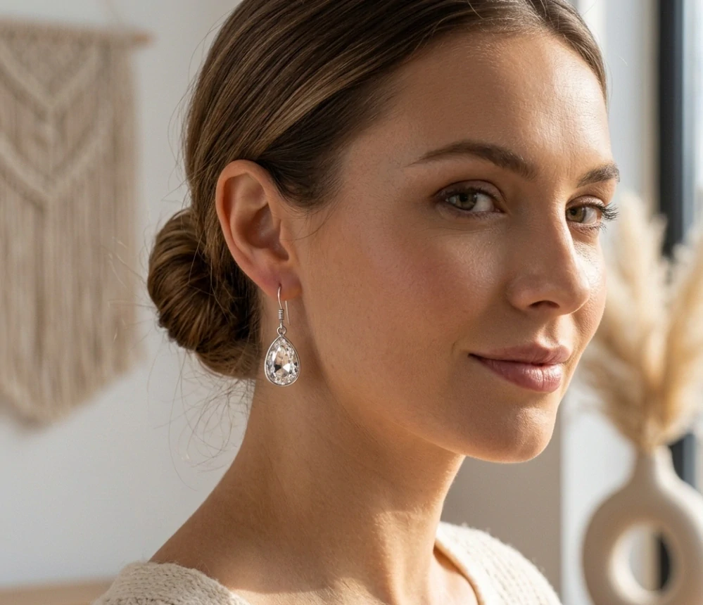 Šperky Nina - Stříbrné náušnice Elegantní kapky se zirkony 925/1000 - ns ag kam H 236