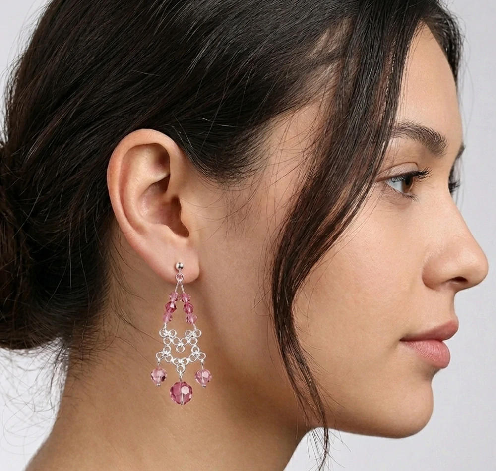 Šperky Nina - Výrazné stříbrné náušnice Boho Růženka – 925/1000 - ns ag kam H 260