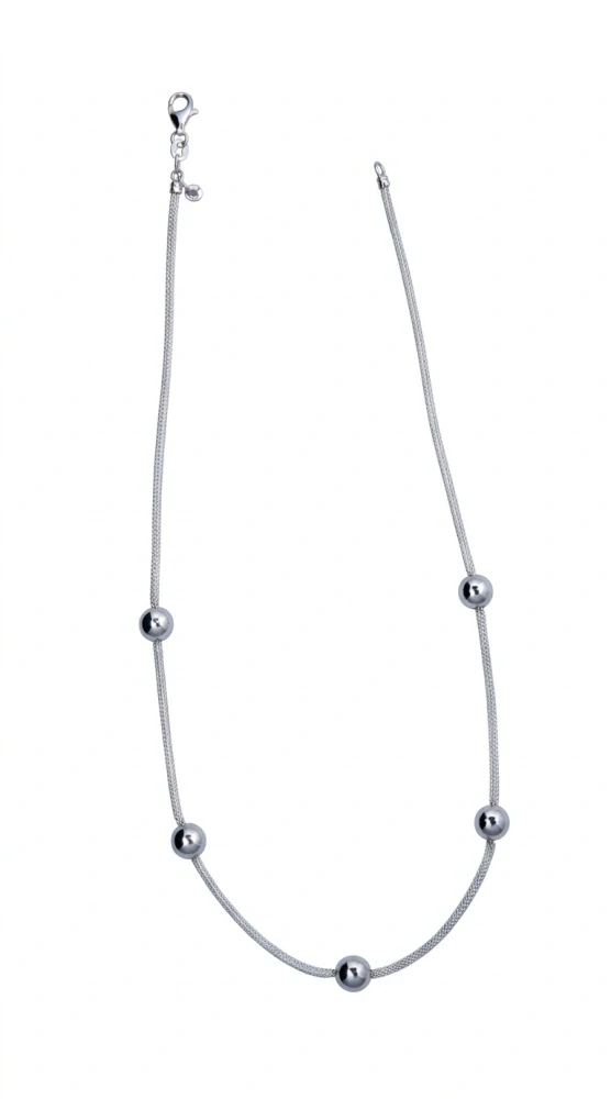 Šperky Nina - Stříbrný náhrdelník s kuličkami – Geometric Elegance 925/1000 - ret ag H 171