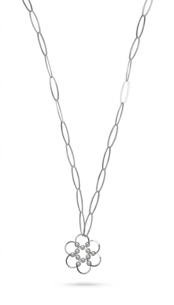 Šperky Nina - Stříbrný náhrdelník s květinovým motivem 925/1000 – vzdušný design - ret ag H 185