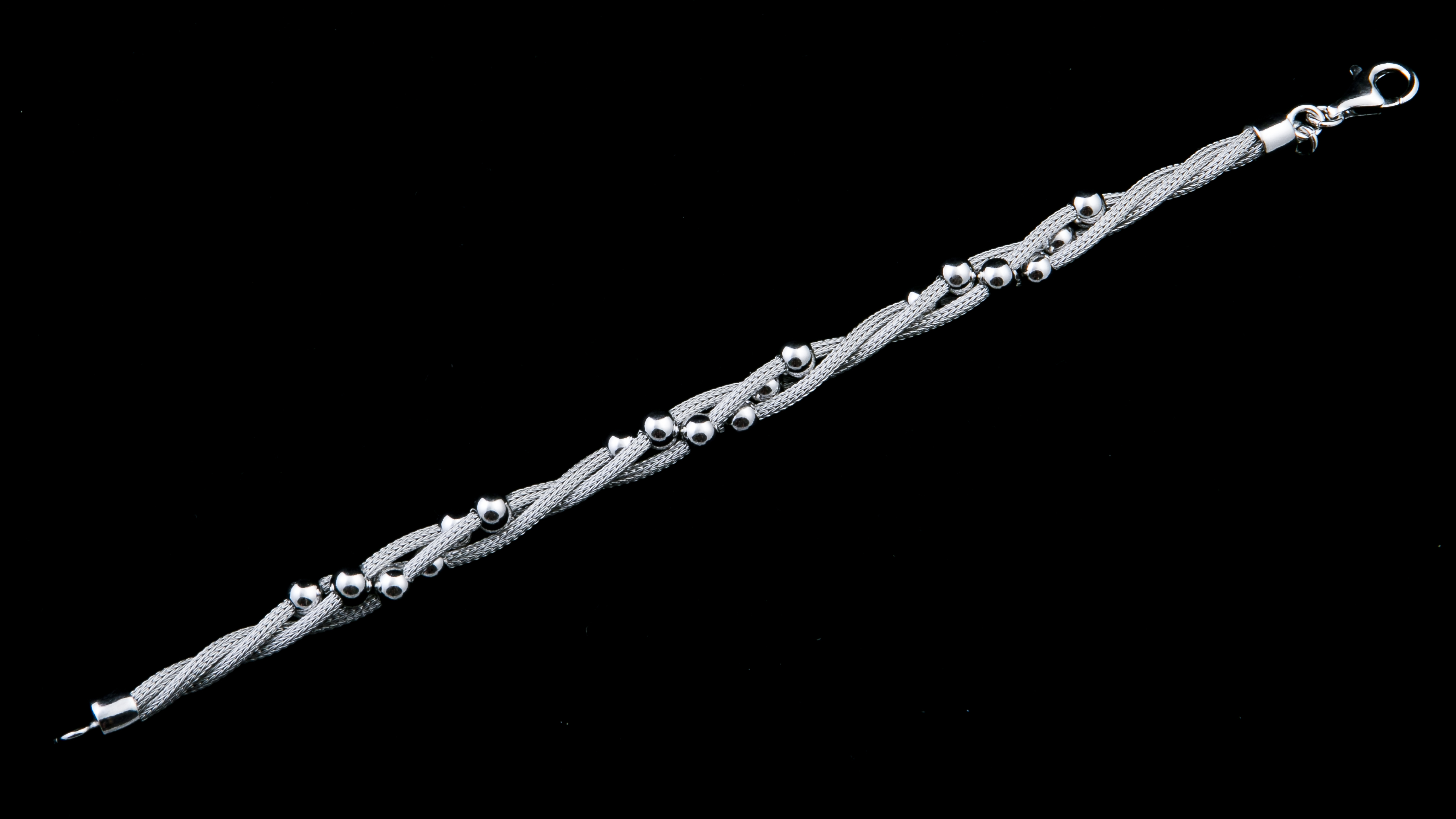 Šperky Nina - Stříbrný náramek 925/1000 kuličky pletené - nar ag H 286