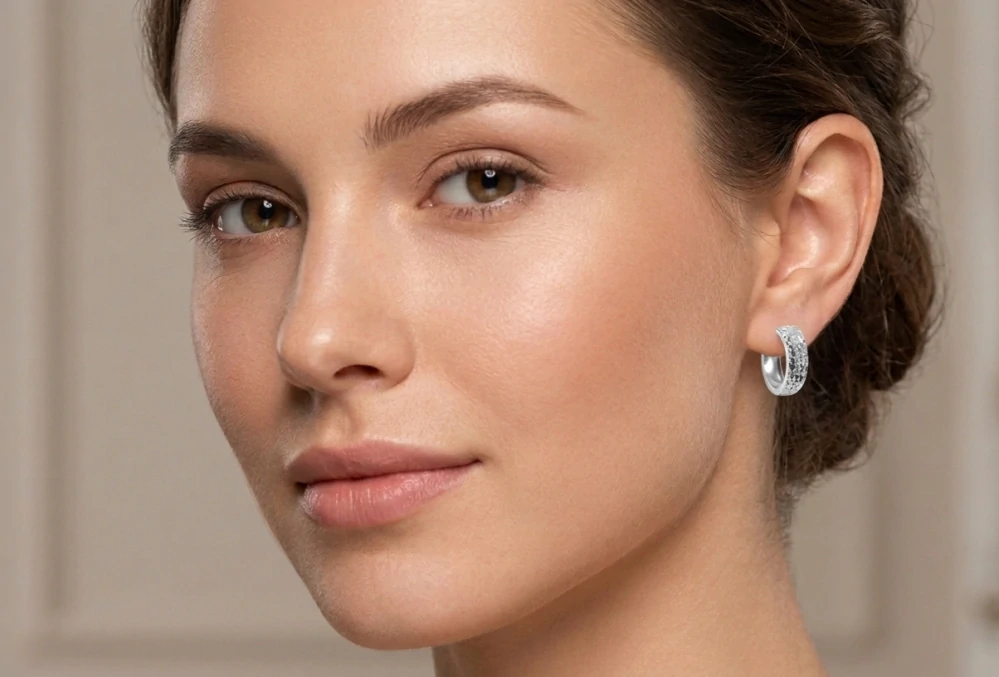 Šperky Nina - Stříbrné náušnice kroužky s diamantovým brusem (15 mm) – 925/1000 - nak ag H 272