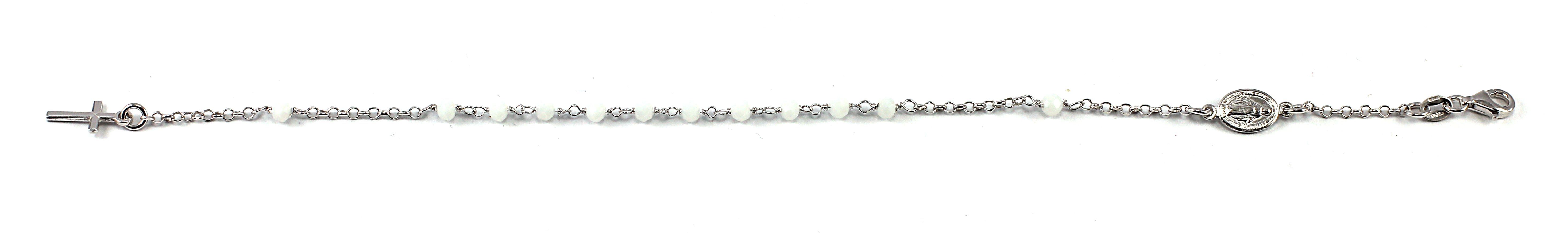 Šperky Nina - Stříbrný náramek - růženec bílý 925/1000 - nar ag H 321