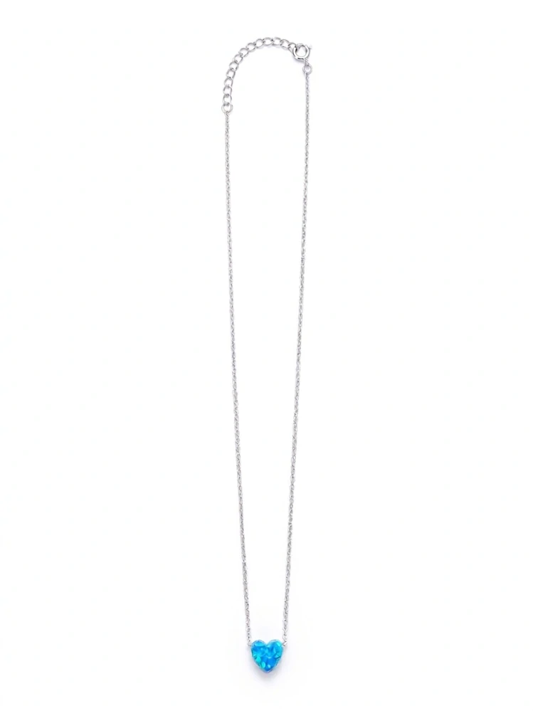 Šperky Nina - Stříbrný náhrdelník Minimalistické srdce z modrého opálu 925/1000 - nahr 500