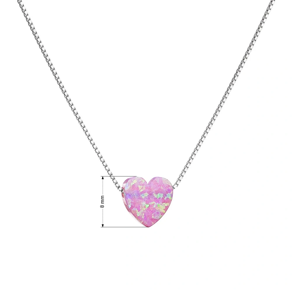 Šperky Nina - Stříbrný náhrdelník Růžové opálové srdce 925/1000 – minimalistický - nahr 501