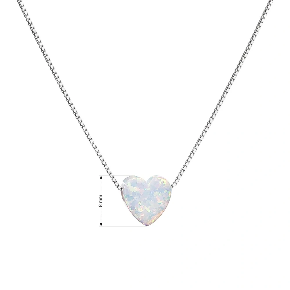 Šperky Nina - Stříbrný náhrdelník Mléčné opálové srdce 925/1000 – minimalistický - nahr 502