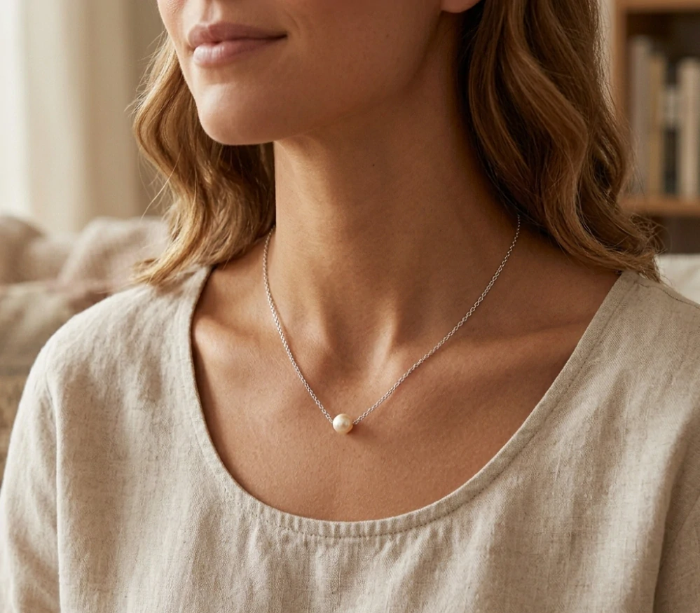 Šperky Nina - Stříbrný náhrdelník s perlou Pearl Drop 925/1000 - nahr 503
