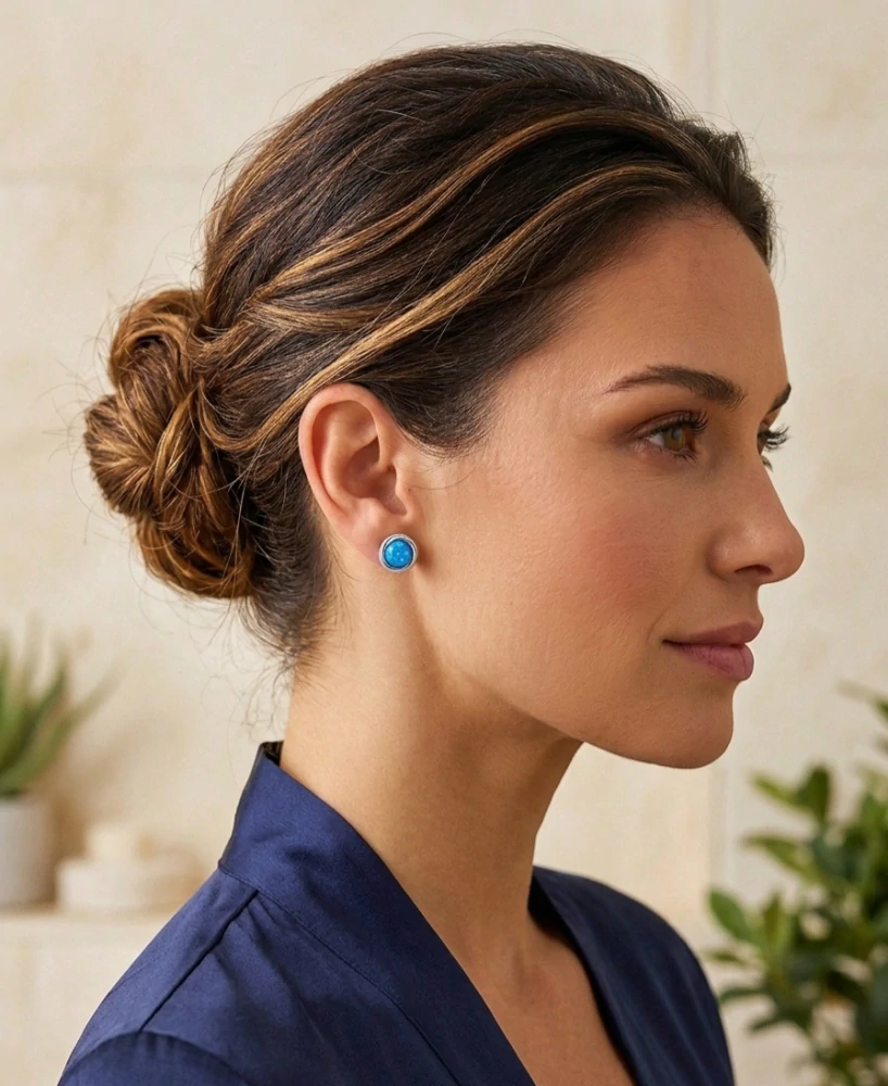 Šperky Nina - Stříbrné náušnice Blue Lagoon s opálem vlněného designu 925/1000 - ns ag kam h 323