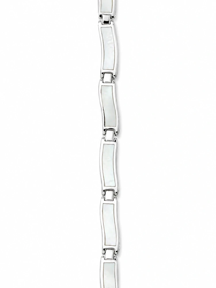Šperky Nina – Stříbrný náramek Mořský opál s bílým opálem (18 cm) 925/1000 - nar 521