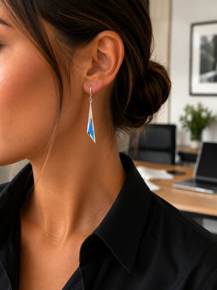 Šperky Nina – Stříbrné náušnice Modrý krystal s opálem (na patent) 925/1000 - ns kam 339