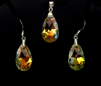 Šperky Nina - Souprava Swarovski elements Kámen slza - set ag H 021