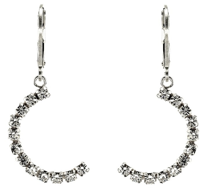 Šperky Nina - Stříbrné visací náušnice Glamour půlměsíce se zirkony 925/1000 - ns ag kam H 191