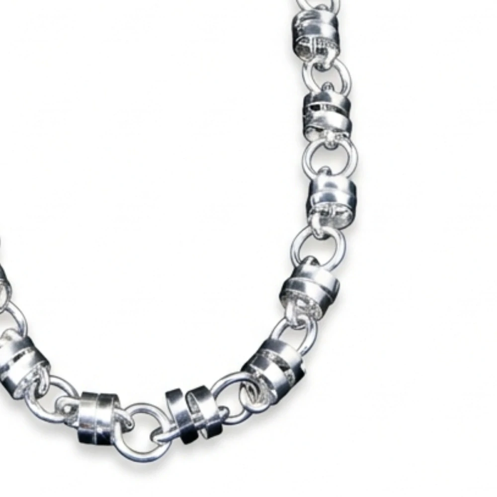 Šperky Nina - Luxusní masivní stříbrný řetěz KROUŽKY 925/1000 – 52,6 g - ret ag H 190