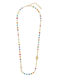 Šperky Nina - Zlacený stříbrný růženec Rainbow s barevnými korálky 925/1000 - ret zlac 007